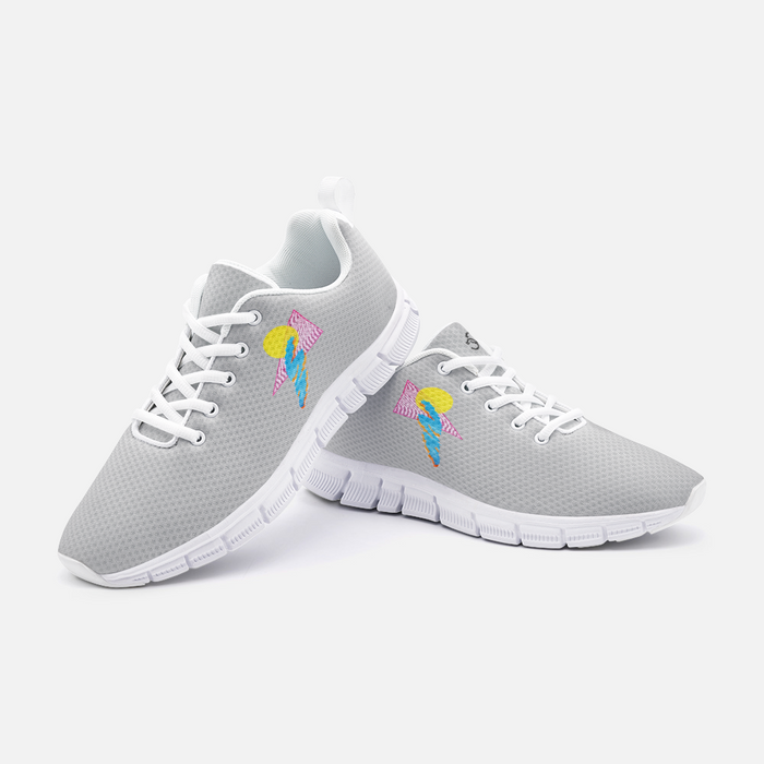 "Shapes" Gray Unisex Athletic Sneakers - College Collections Art