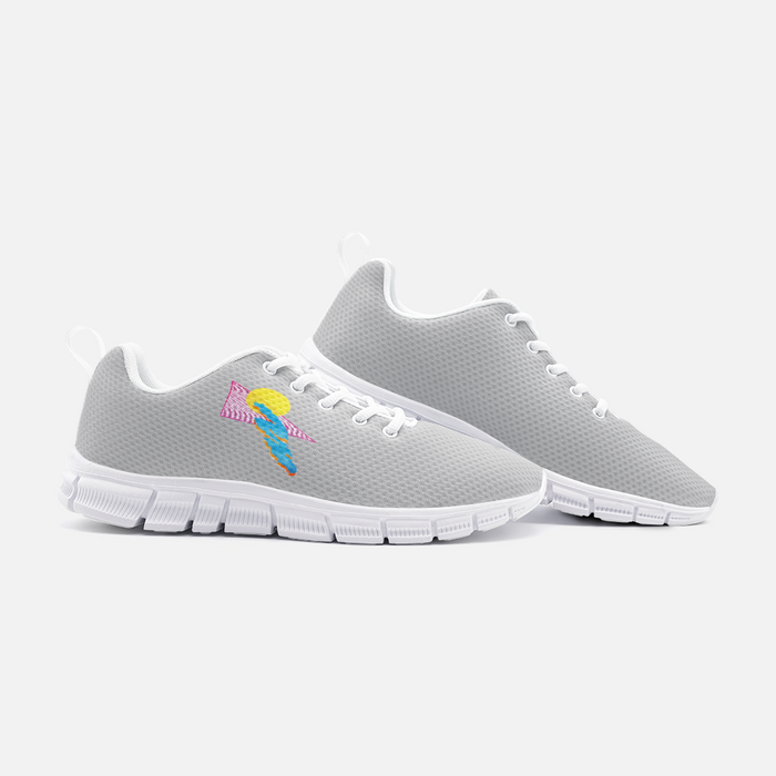 "Shapes" Gray Unisex Athletic Sneakers - College Collections Art