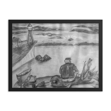 "By the Sea" Pencil Drawing Framed poster - College Collections Art