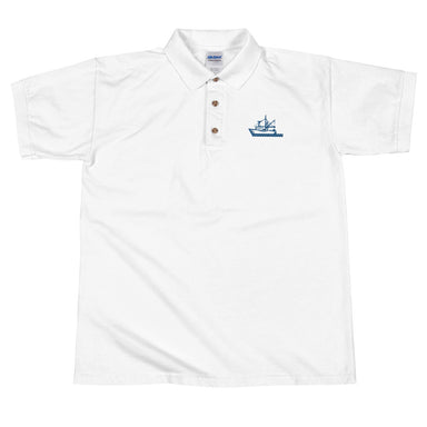 "Fishing Boat" Embroidered Polo Shirt - College Collections Art